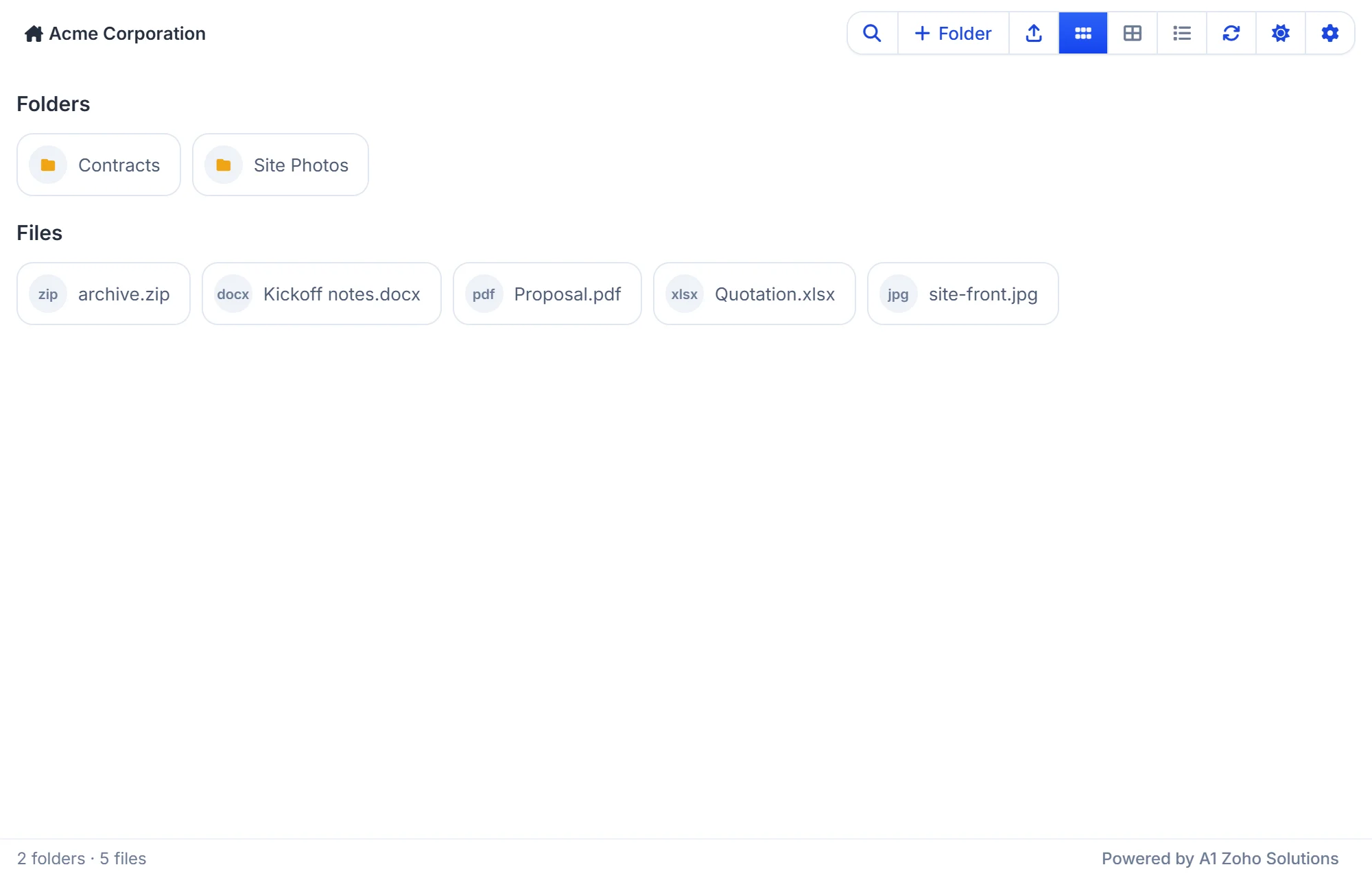 Compact view of WorkDrive files in the Zoho CRM files panel