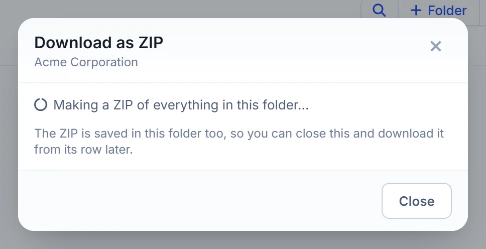 Download the record's WorkDrive folder as one ZIP file from Zoho CRM