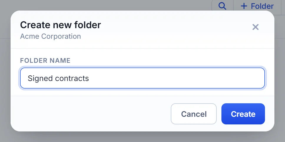 Create a new folder inside the record's WorkDrive folder from Zoho CRM