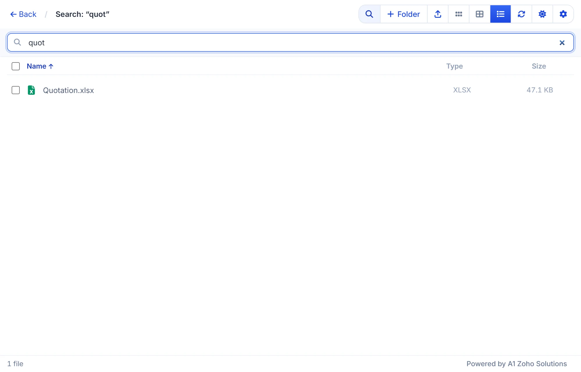 Search the record's WorkDrive files by name from inside Zoho CRM